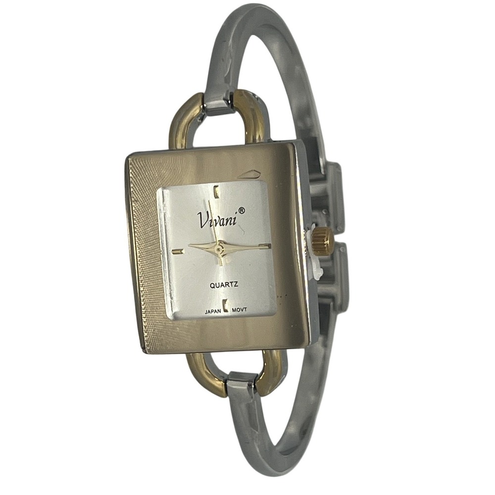 Vivani Women's Gold Tone & Silver Tone Bangle Cuff Analog Quartz Wristwatch New